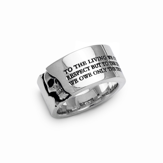 Dr MONROE Silver925 Mens Skull Quote Ring　FC-114SE-SV (TO THE LIVING WE OWE  RESPECT BUT TO THE DEAD WE OWE ONLY THE TRUTH)