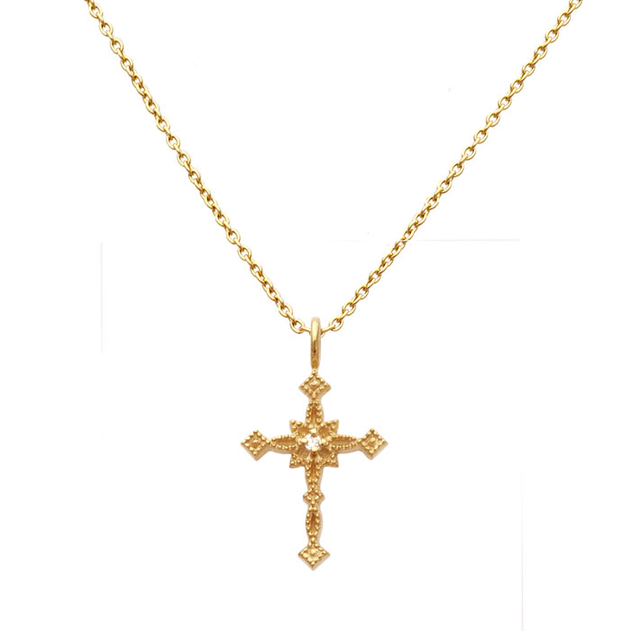 Sync Note by Dr MONROE K10 Antique Style Pink Gold Cross Necklace  SND-051-K10